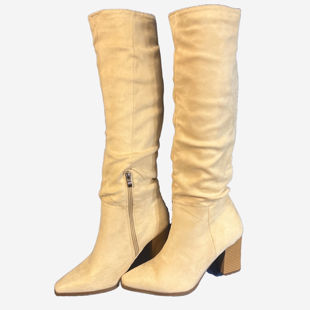Chic Beige Heeled Women's Boots